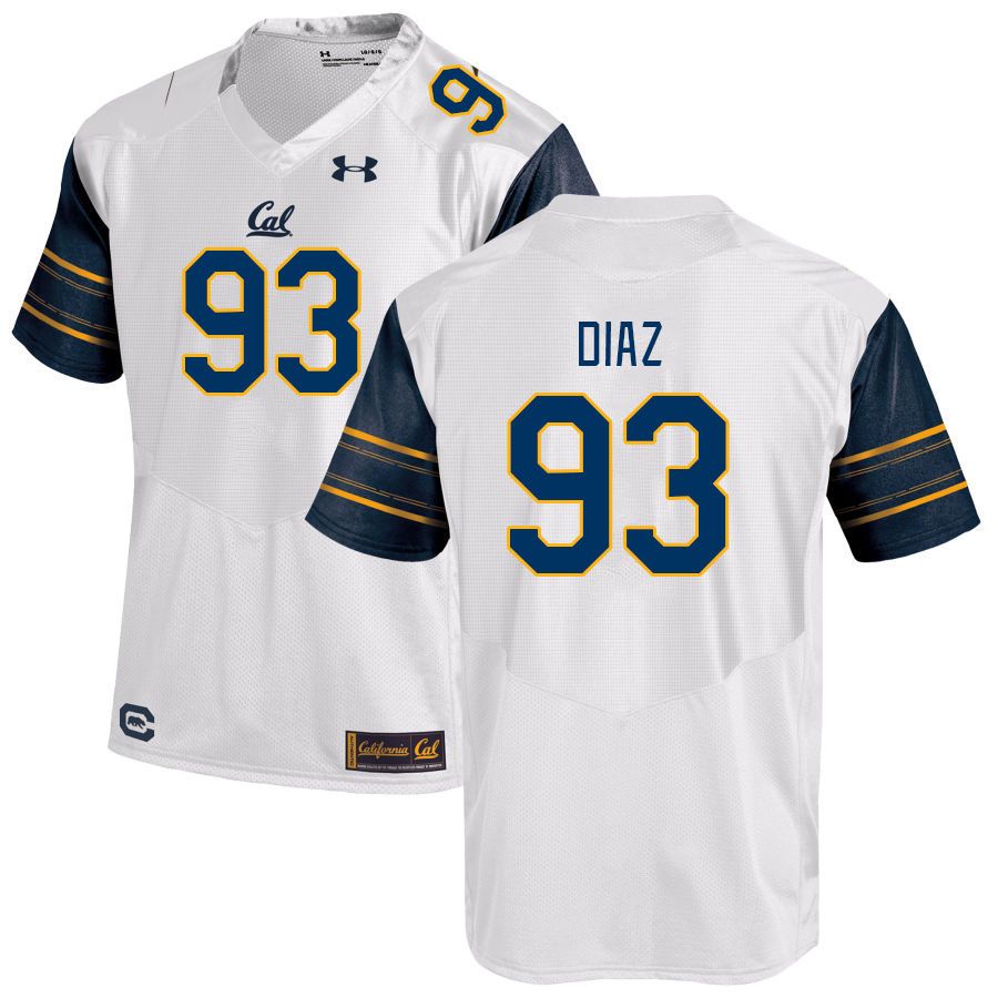 Men #93 Elijah Diaz California Golden Bears College Football Jerseys Stitched Sale-White - Click Image to Close